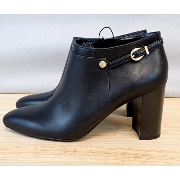 Vince Camuto COORIN Ankle Booties Chunky 3.5" Heels Black Gold Womens Size 8.5 M - Picture 2 of 11